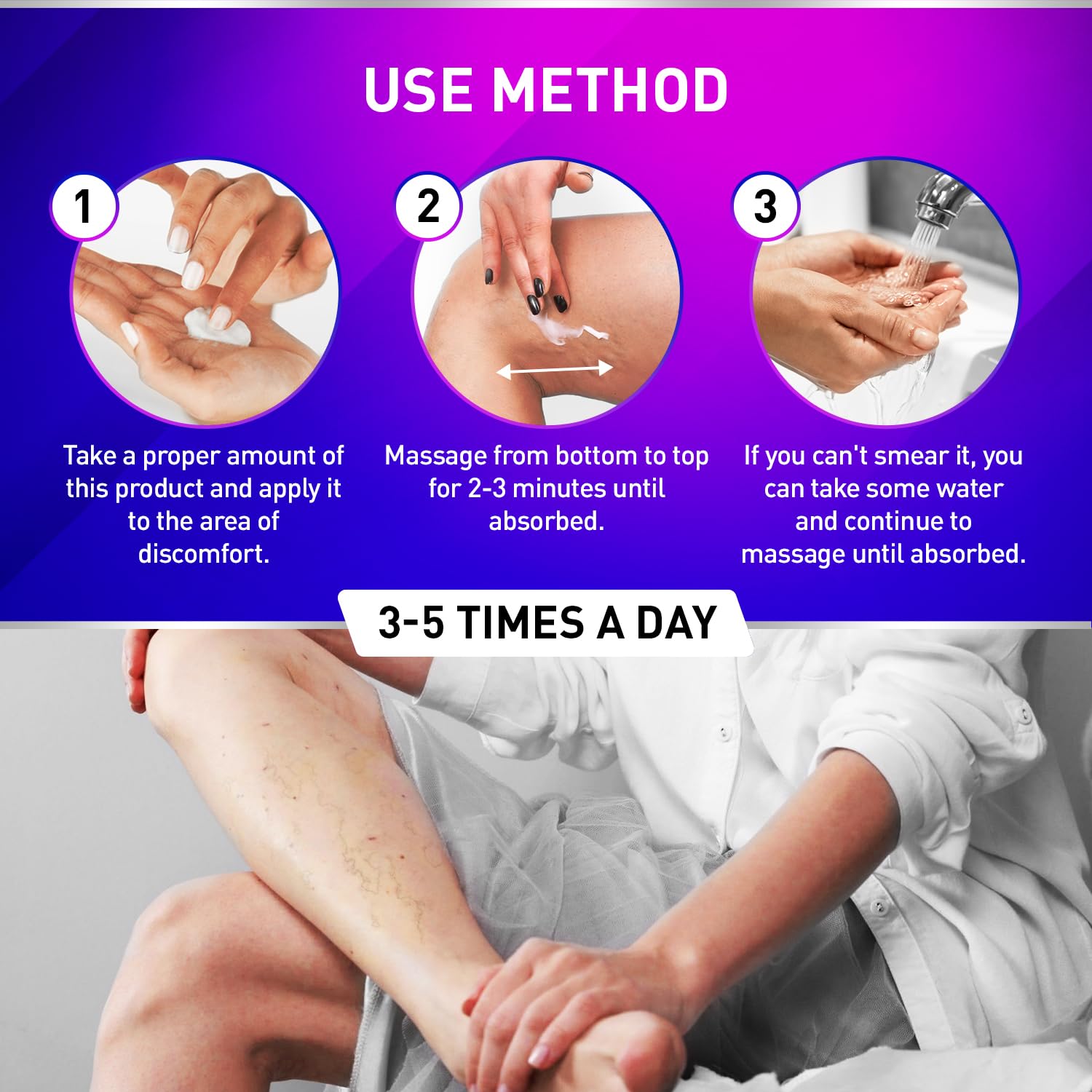 Pharmapulse Leg Comfort Cream daily-use formula absorbs easily for all skin types.