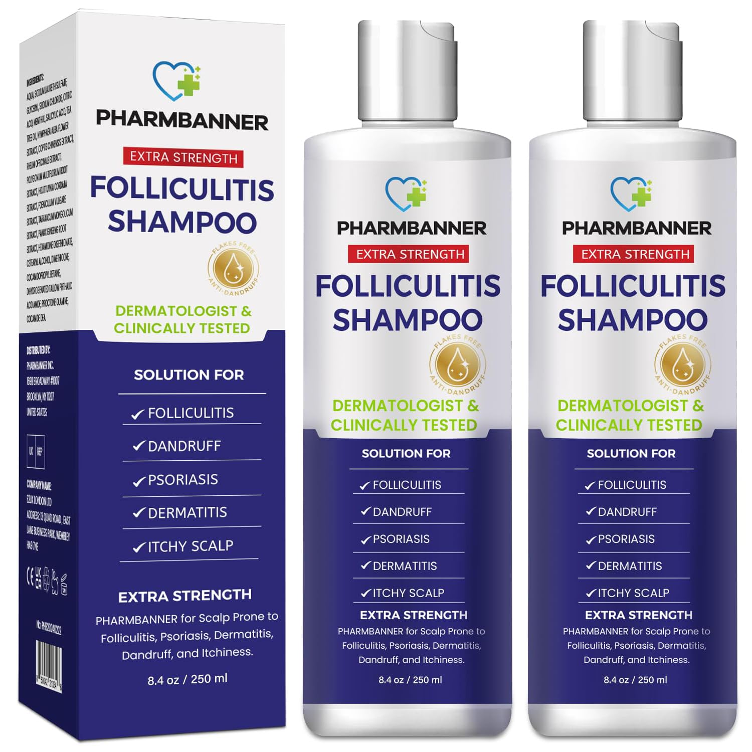 PHARMBANNER Anti-Fungal Shampoo bottle front view for soothing scalp care