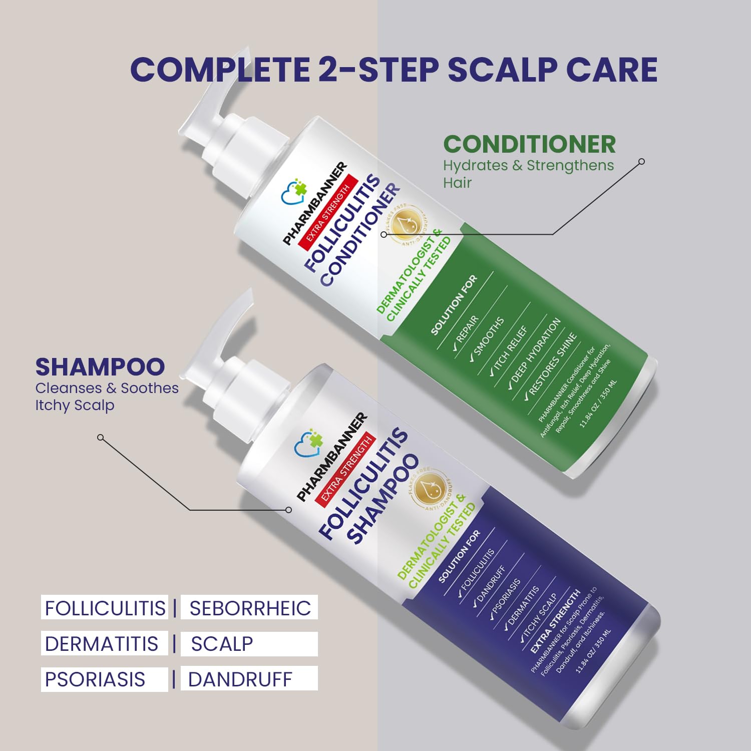 PHARMBANNER Argan oil conditioner bottle application delivers deep hydration and added shine.