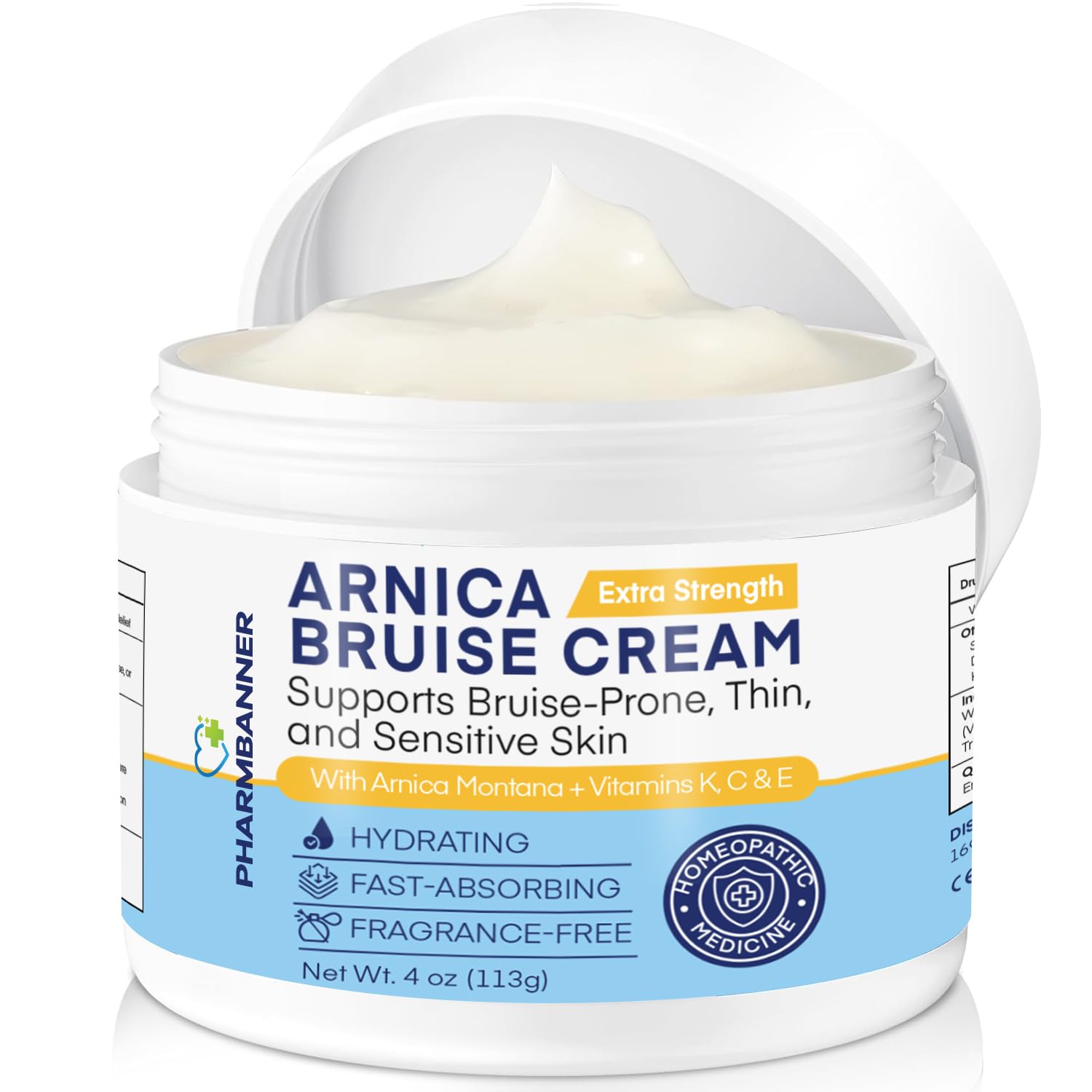PHARMBANNER Arnica Bruise Cream jar—silky hydration for delicate skin