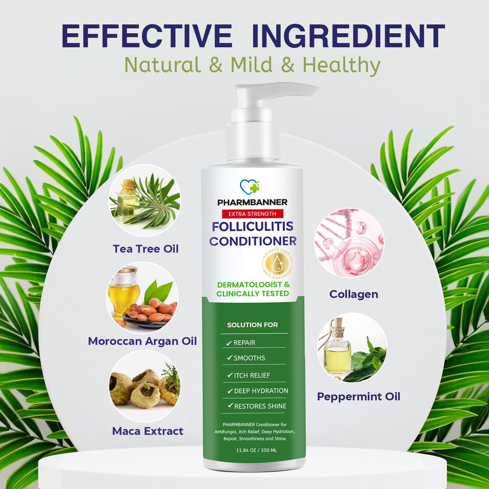 PHARMBANNER Folliculitis conditioner-color-safe-shield helps preserve color.