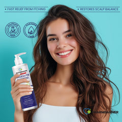 PHARMBANNER two-step scalp relief system highlights a healthier scalp environment over time.