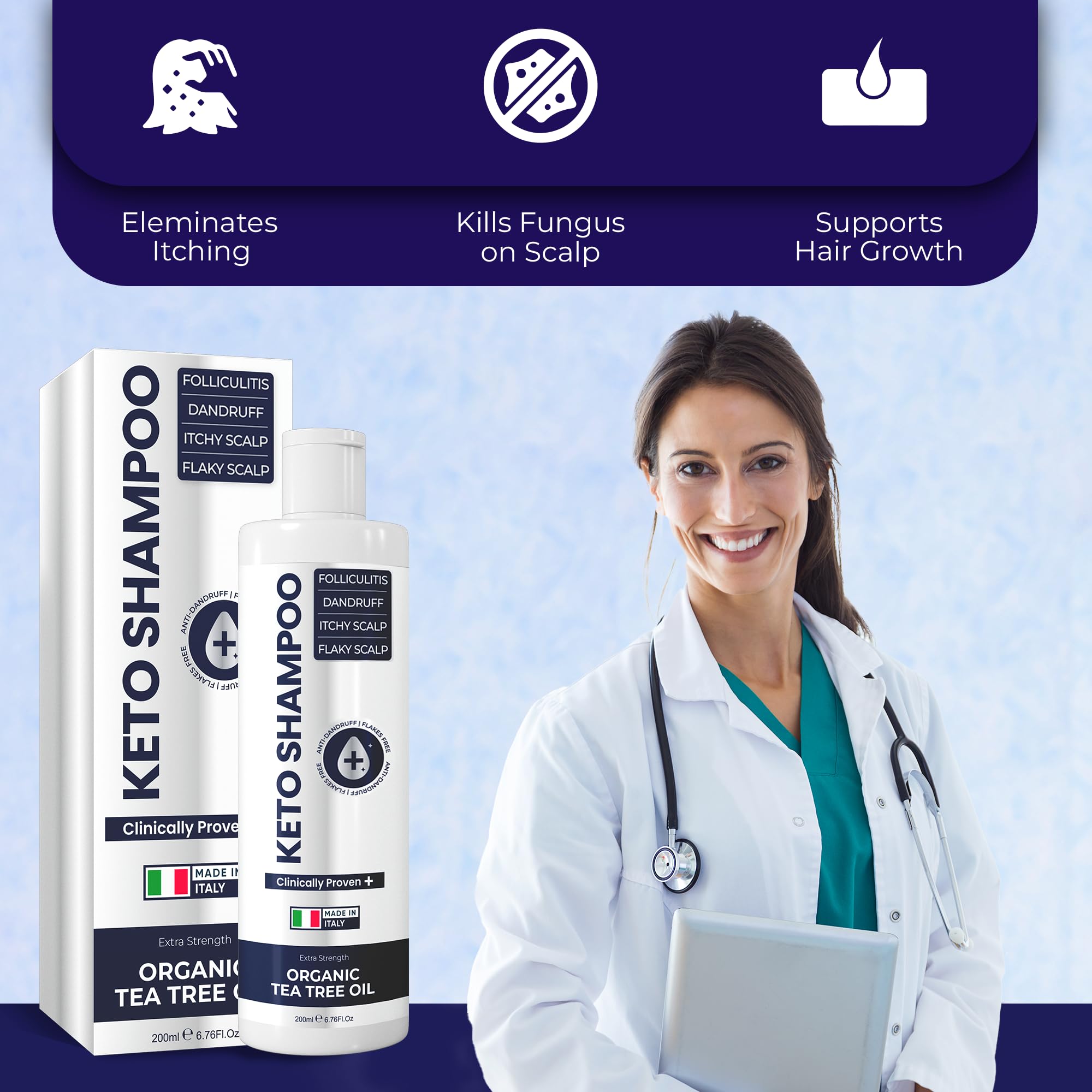 Pharmlitalia Flakes Shampoo lather-foam captures creamy texture for refreshing wash.