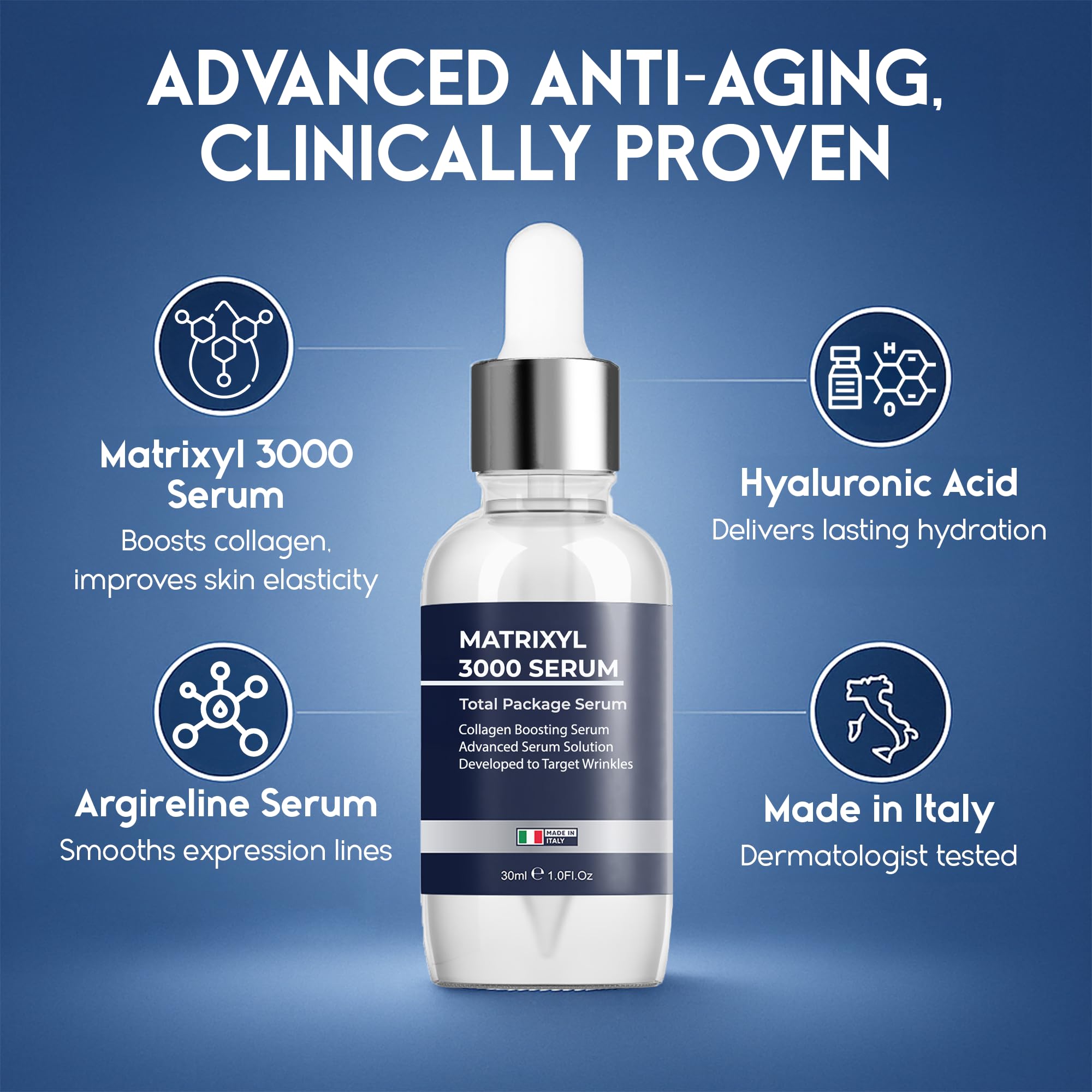 Pharmlitalia Hyaluronic Acid serum drops deliver deep hydration for plump, refreshed skin.