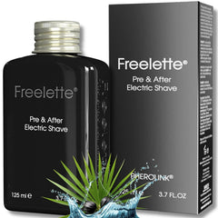 Pherolink Freelette Original bottle ready for use, promoting a close, irritation-free shave