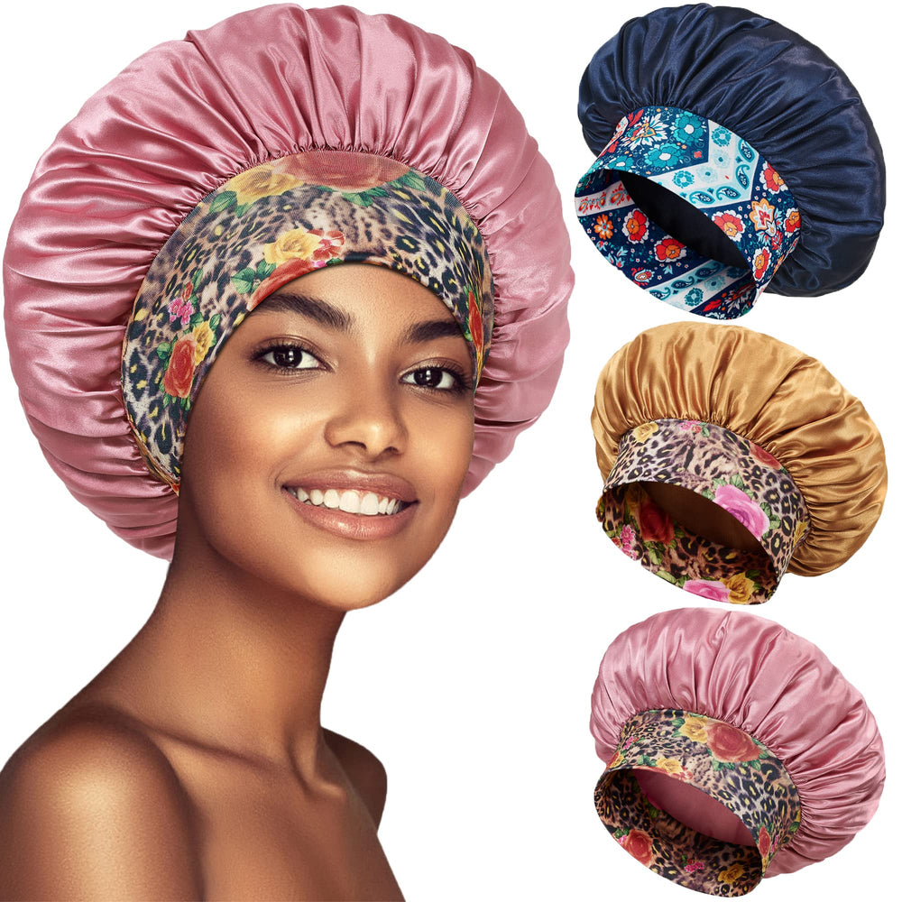 PHILIGHTS satin bonnet close-up shows broad elastic band for comfortable sleep