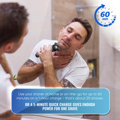 Philips Norelco 6600 360-degree contour heads maintain skin contact for a smooth finish