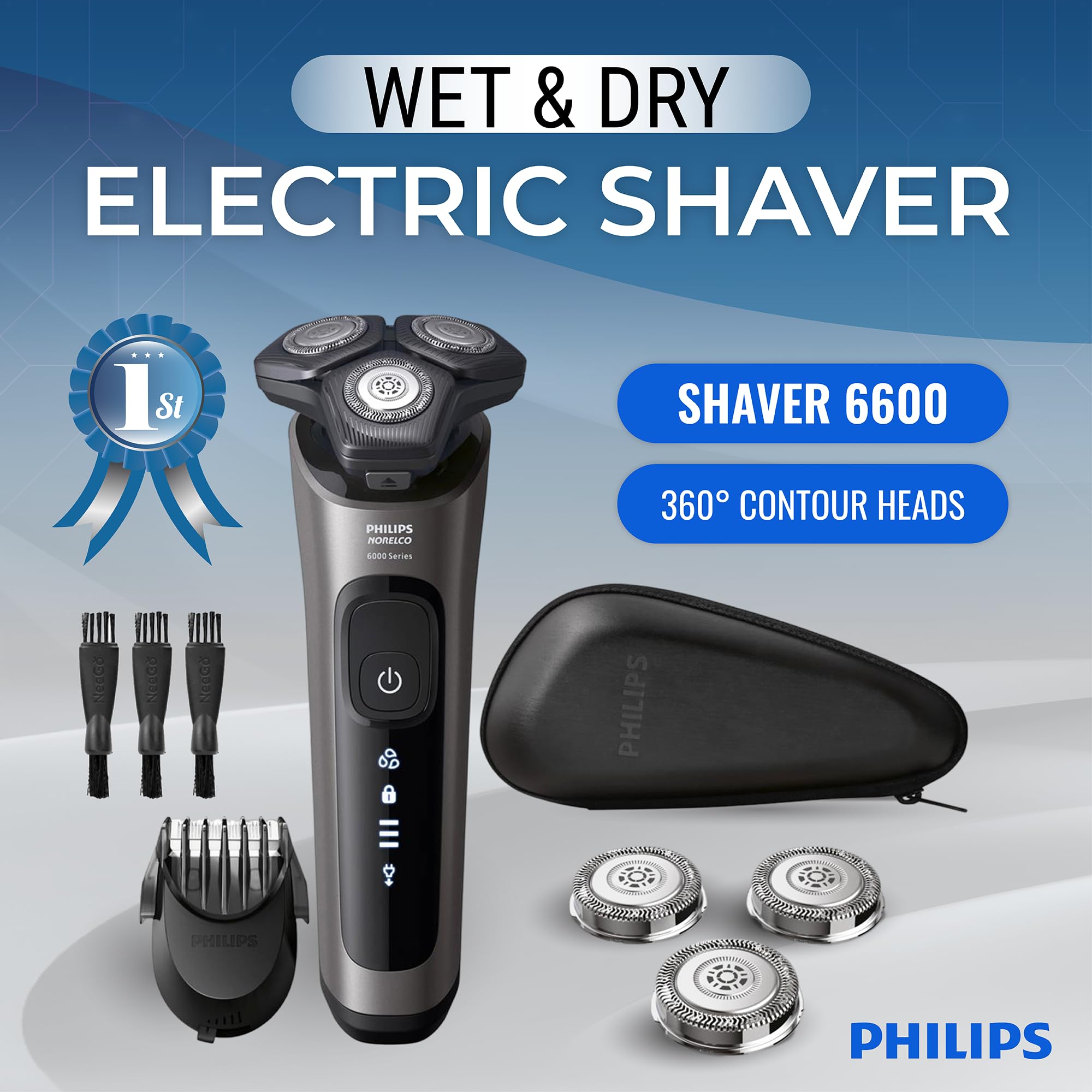 Philips Norelco 6600 SenseIQ sensor detects density for adaptive shaving