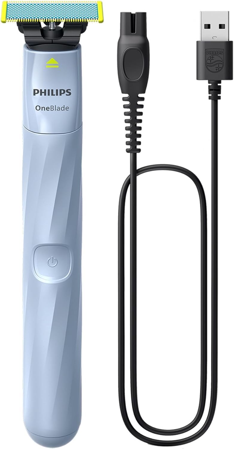 Philips OneBlade First Shave in use shows travel-friendly, compact shaving solution