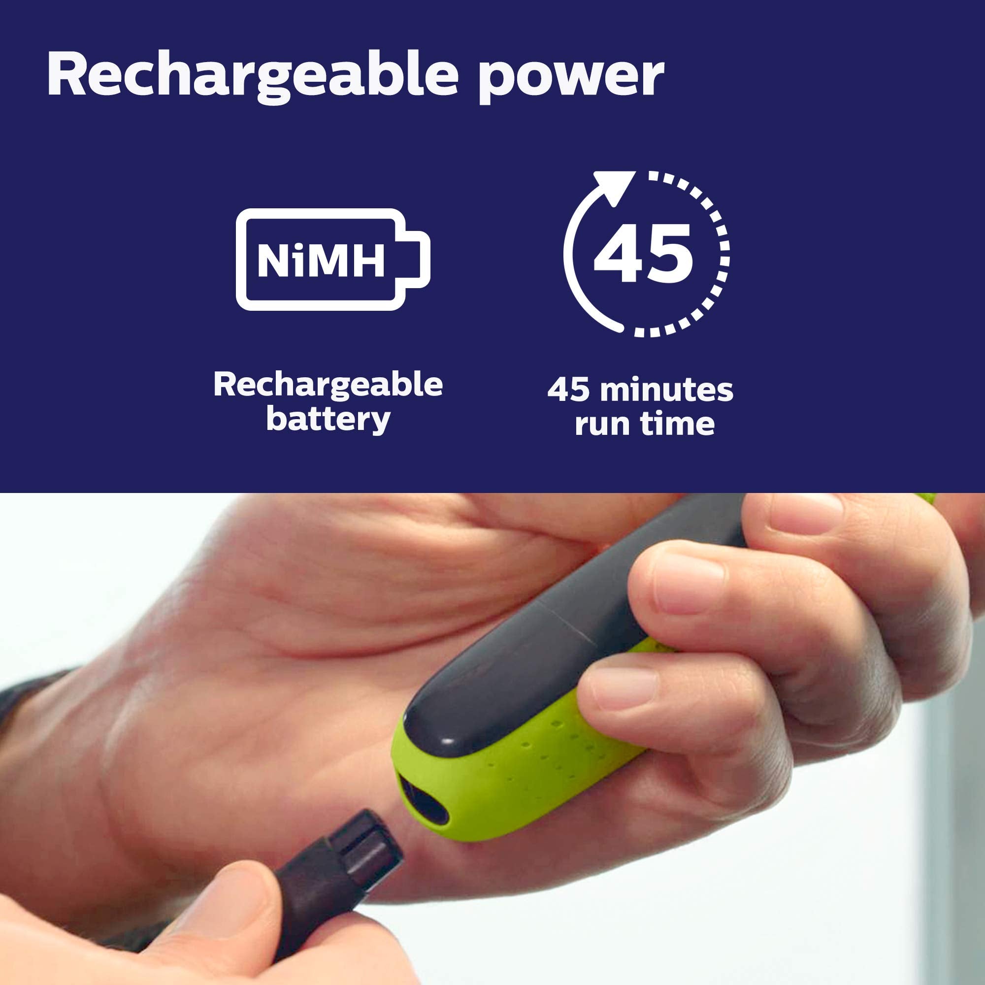 Philips OneBlade battery indicator view signaling cordless convenience