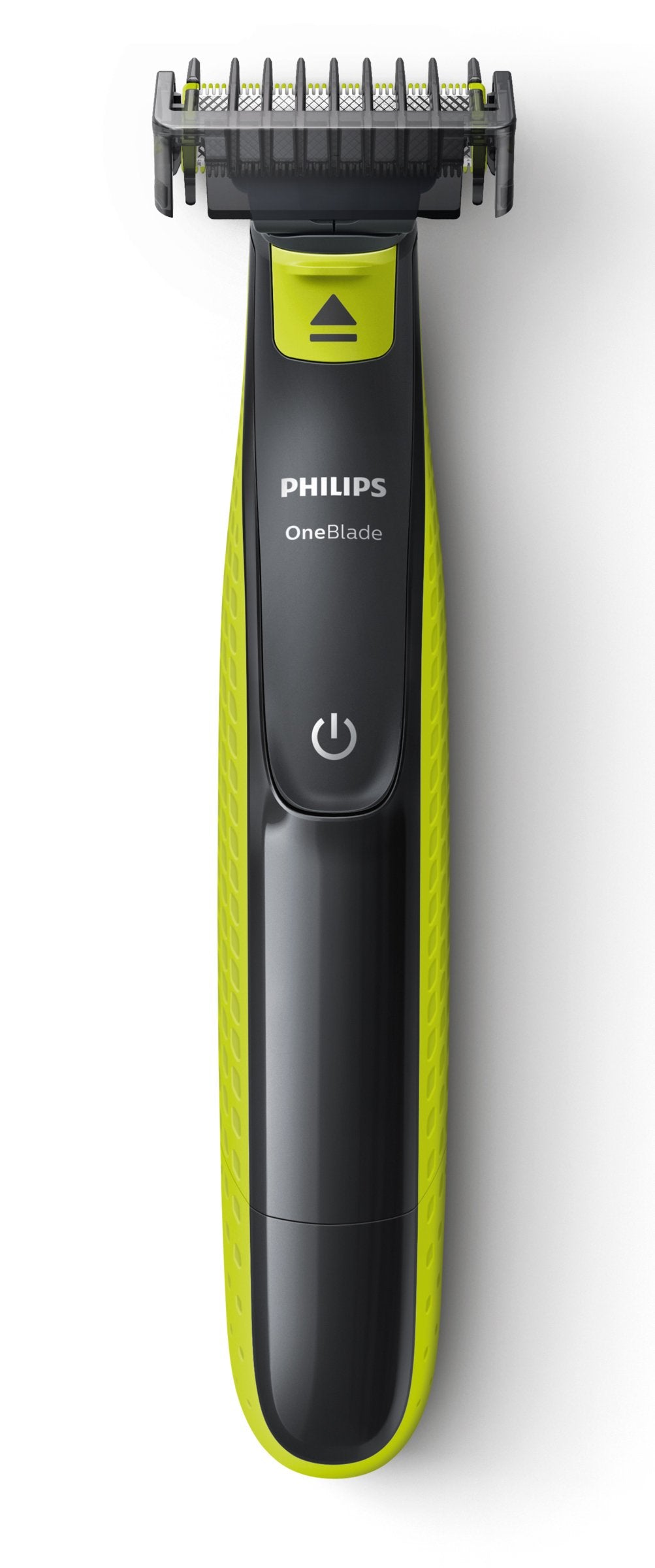 Philips OneBlade hybrid trimmer-shaver side view highlighting compact travel-friendly design