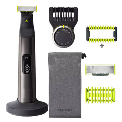 Philips OneBlade Pro digital display shows battery status for ready grooming