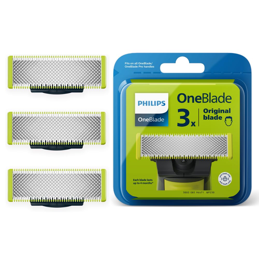 Philips OneBlade QP230/50 replacement blades set of 3 for smooth trimming and shaving