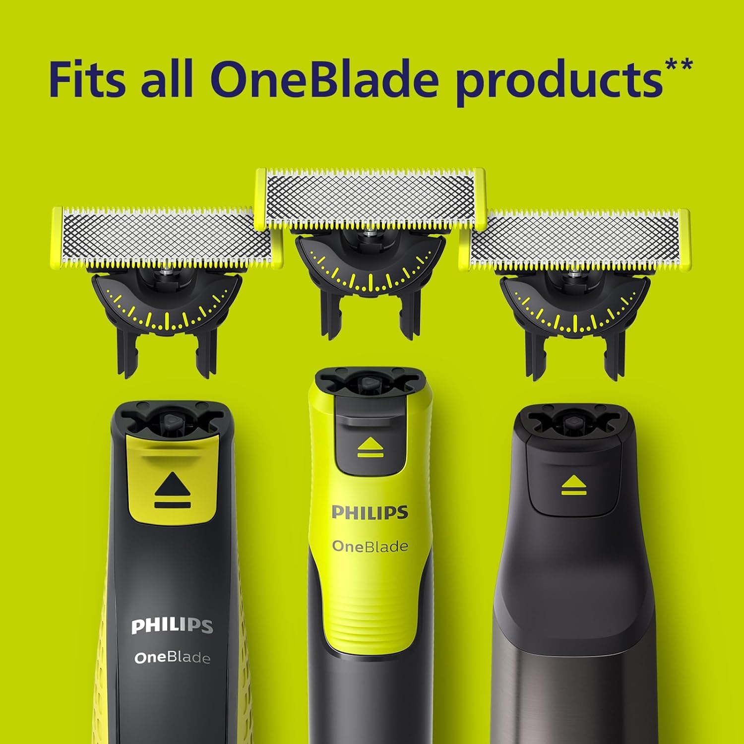 Philips OneBlade QP42050 blade being installed into a handle.