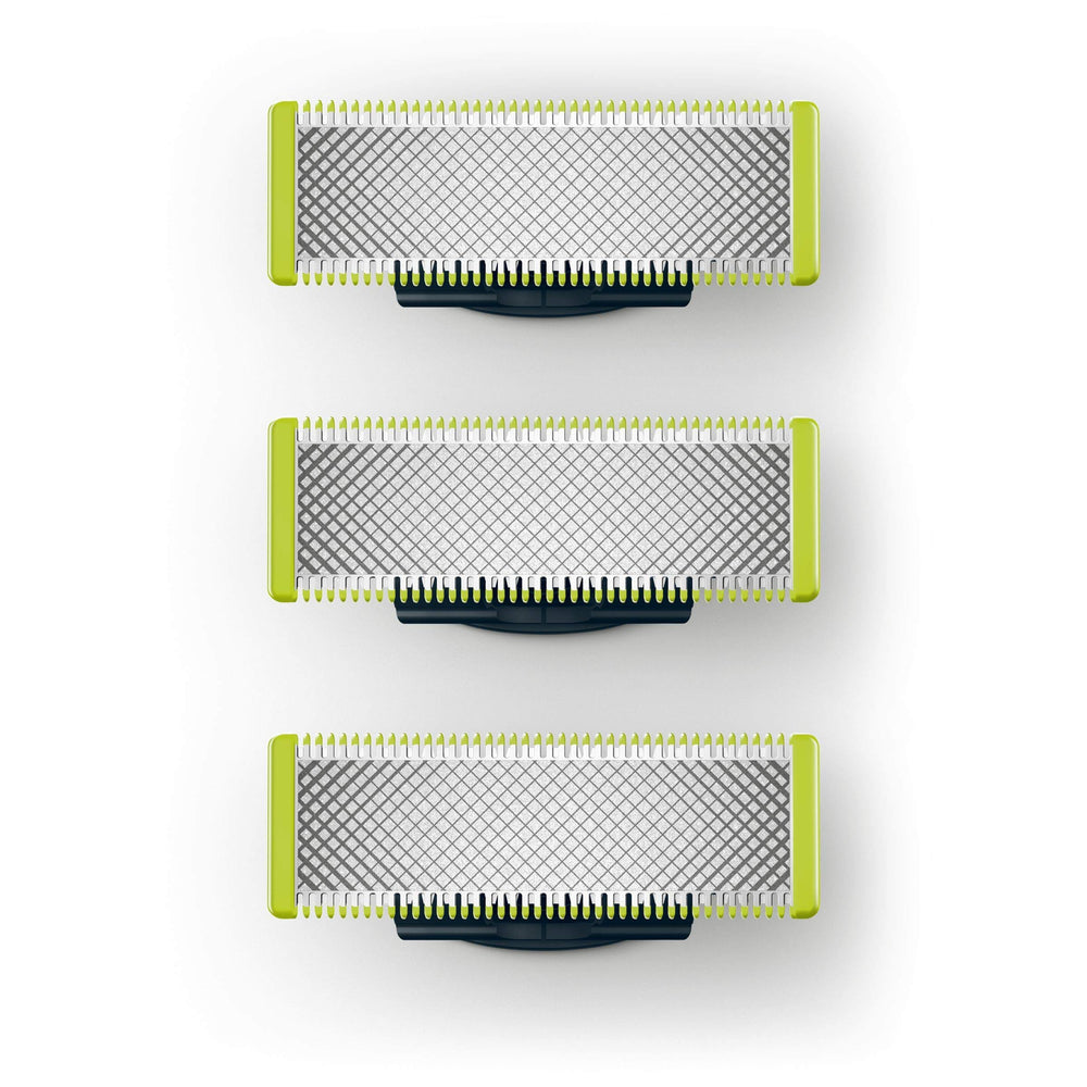 Philips OneBlade replacement blades pack three for long-term grooming versatility.