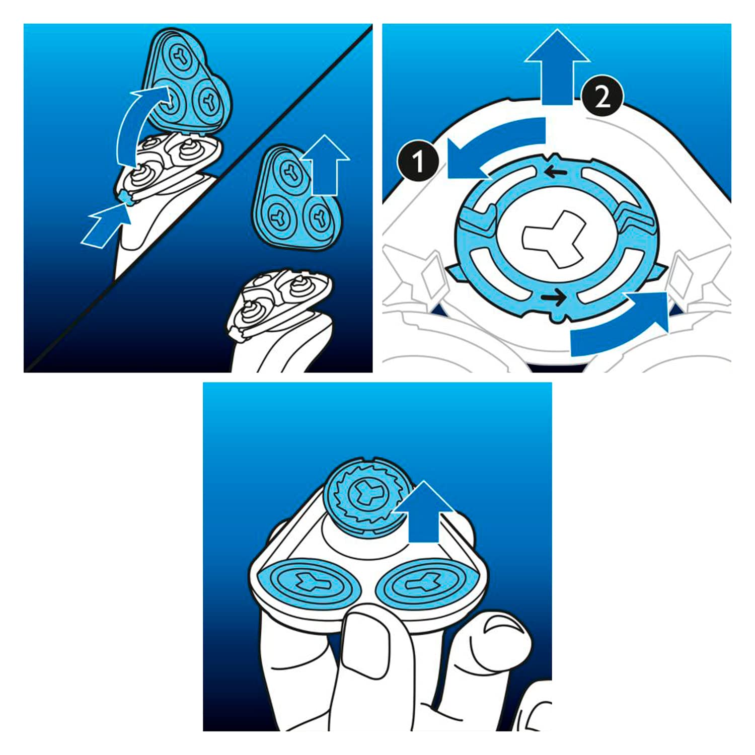 Philips SH50/50 blades come as three shaving heads for immediate replacement