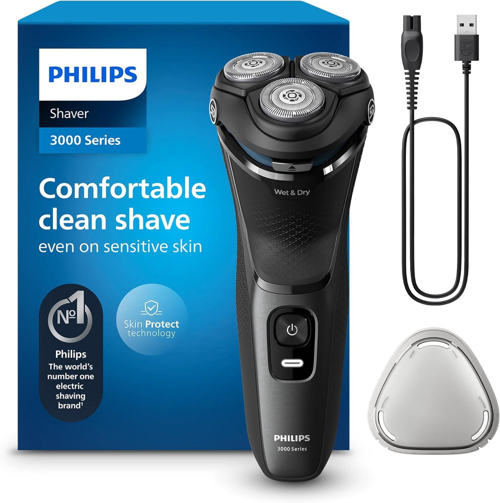 Philips Shaver 3000 Series body in modern steel finish for daily grooming