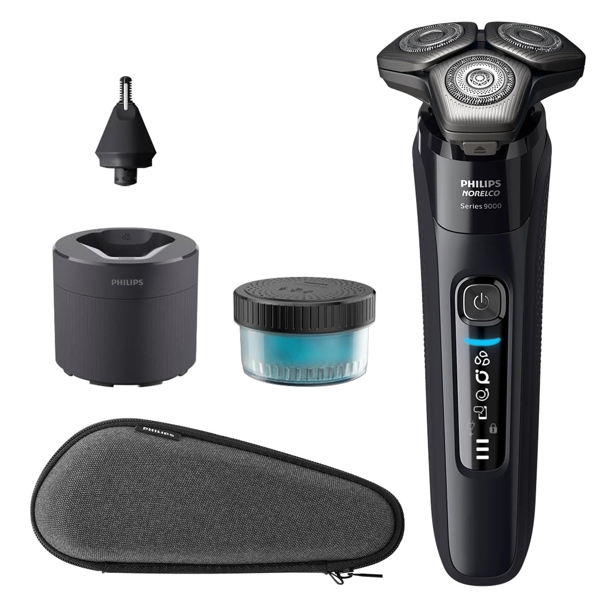 Philips Shaver Series 9000 front view shows premium design for daily use