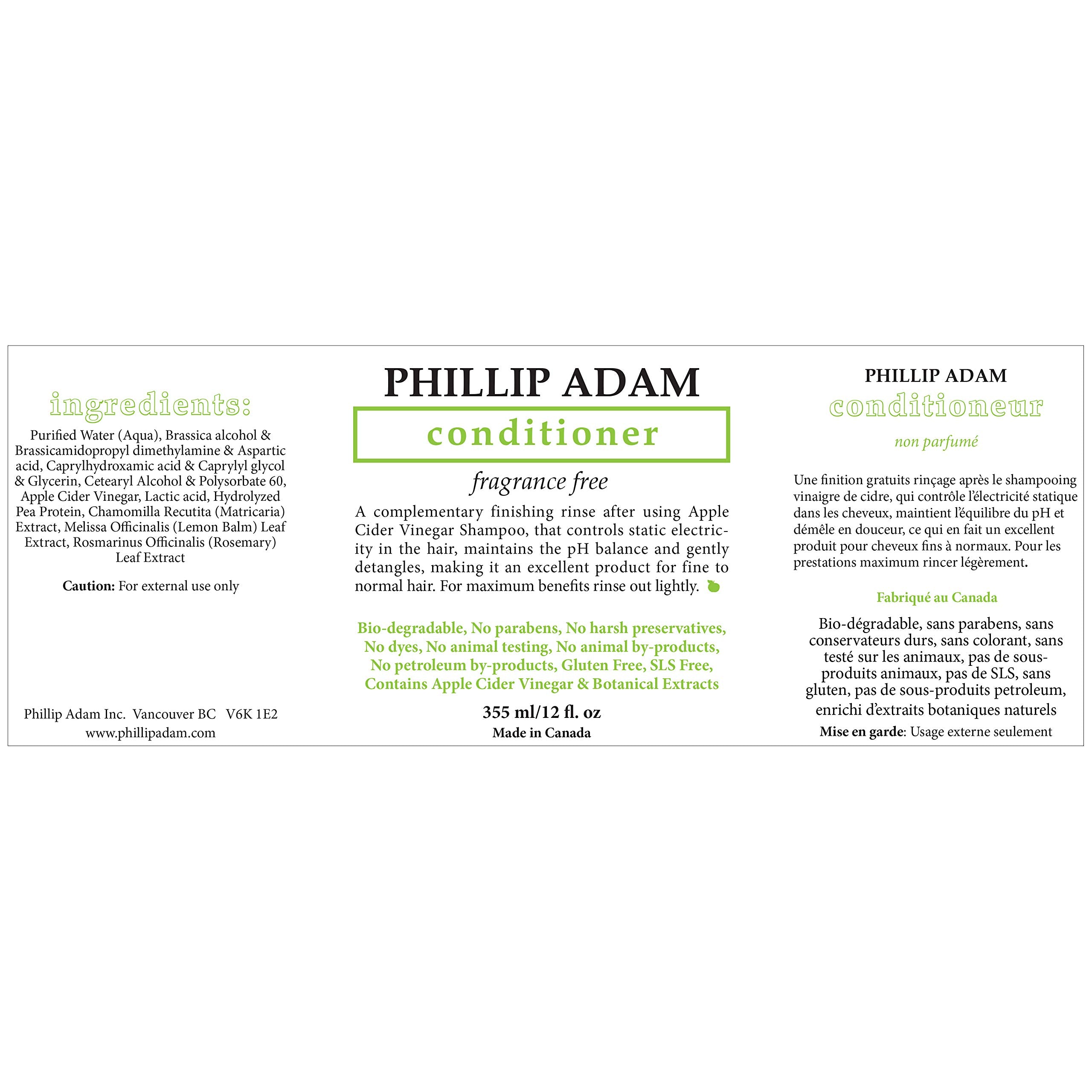 Phillip Adam apple cider vinegar hair care close-up suggests pH-balanced shine and scalp balance.