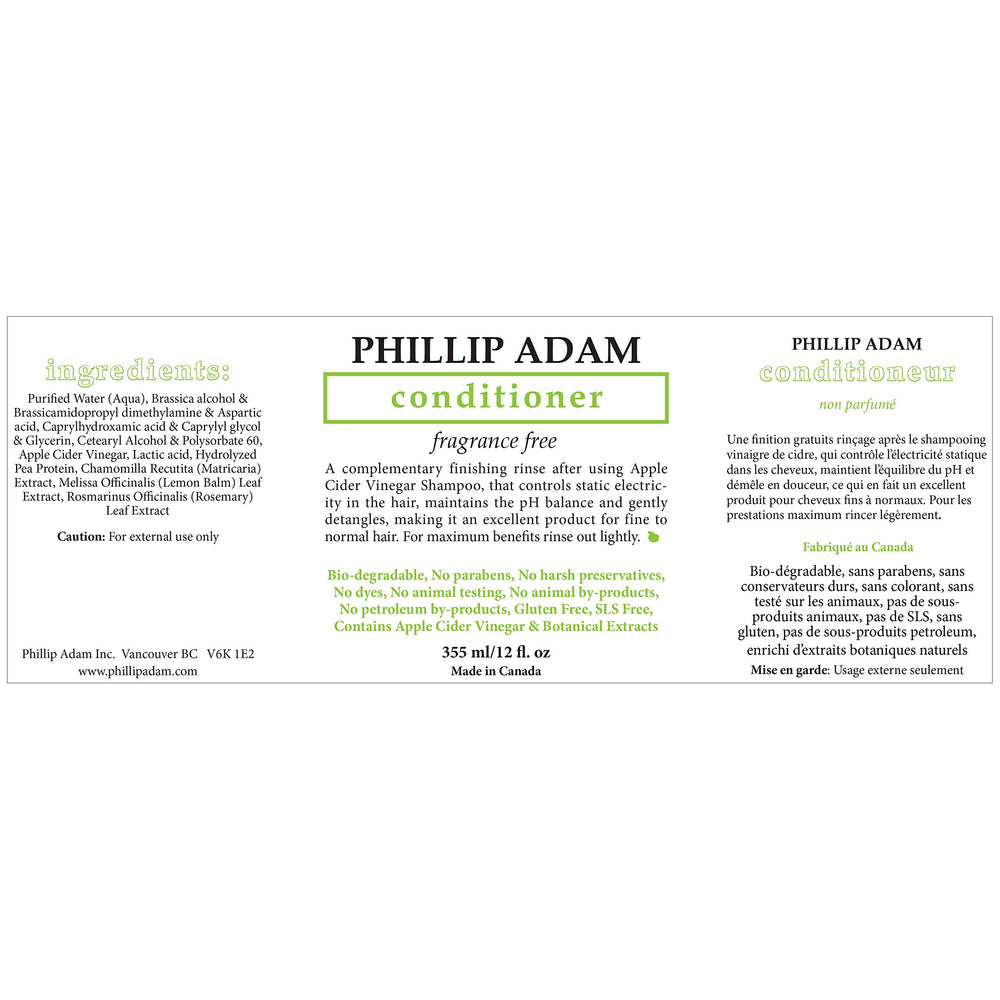 Phillip Adam apple cider vinegar hair care close-up suggests pH-balanced shine and scalp balance.