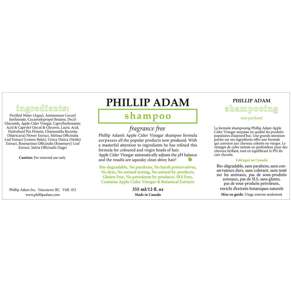 Phillip Adam fragrance-free conditioner bottle emphasizes lightweight conditioning for smooth hair.