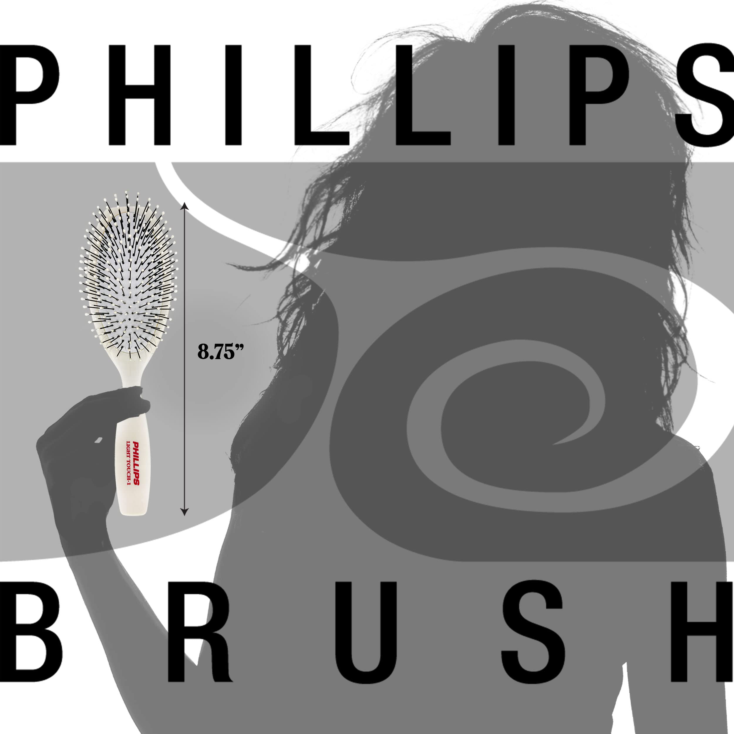Phillips Brush Co ball tipped bristles glide smoothly through hair during styling.