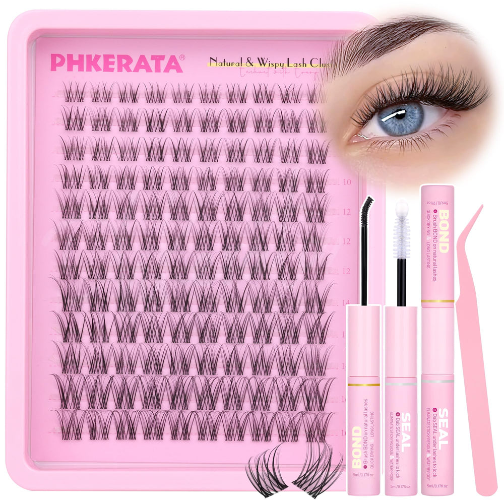 PHKERATA Invisible Band Lash Clusters Kit cover showing natural lash styling options for daily wear.