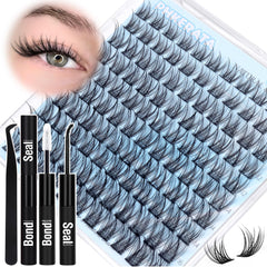 PHKERATA lash clusters kit 110pcs 10-16mm—natural fuller lashes for everyday wear.