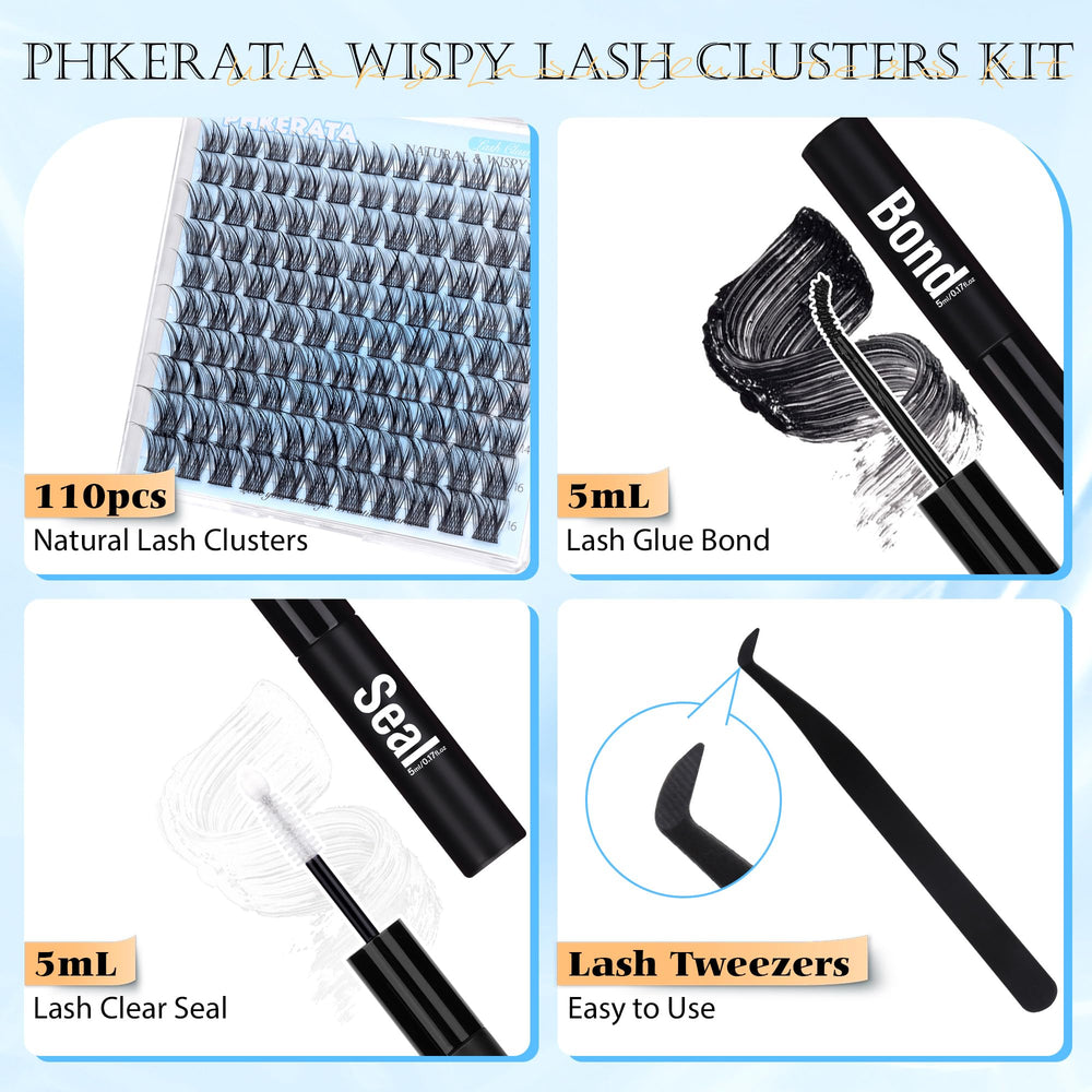 PHKERATA wispy lash extensions 10-16mm—DIY-friendly combo for balanced, subtle volume.