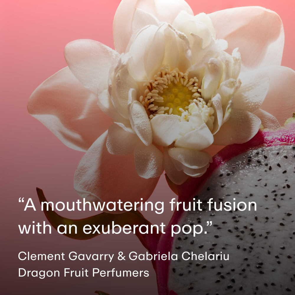 PHLUR Dragon Fruit Peony closeup emphasizing floral heart and fruity sweetness.