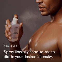 PHLUR Heavy Cream Body Mist pump demonstrates effortless spray for daily wear.