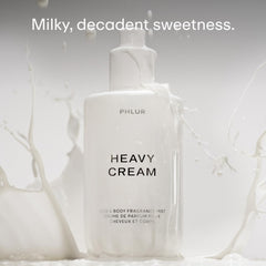 PHLUR Heavy Cream Body Mist swirl highlights marshmallow vanilla vibe for soft notes.