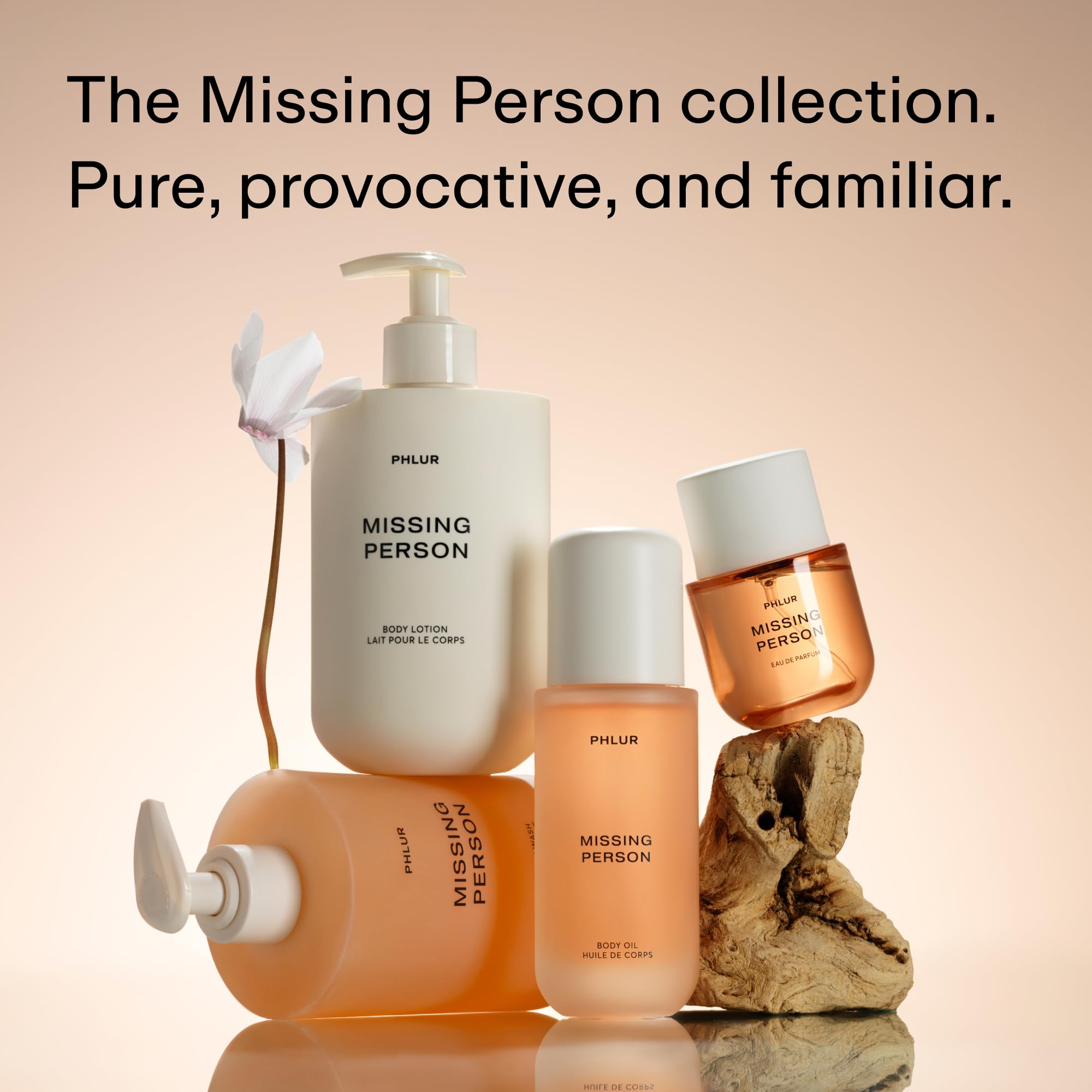 PHLUR Missing Person packaging communicates premium quality and clear ingredient listing.