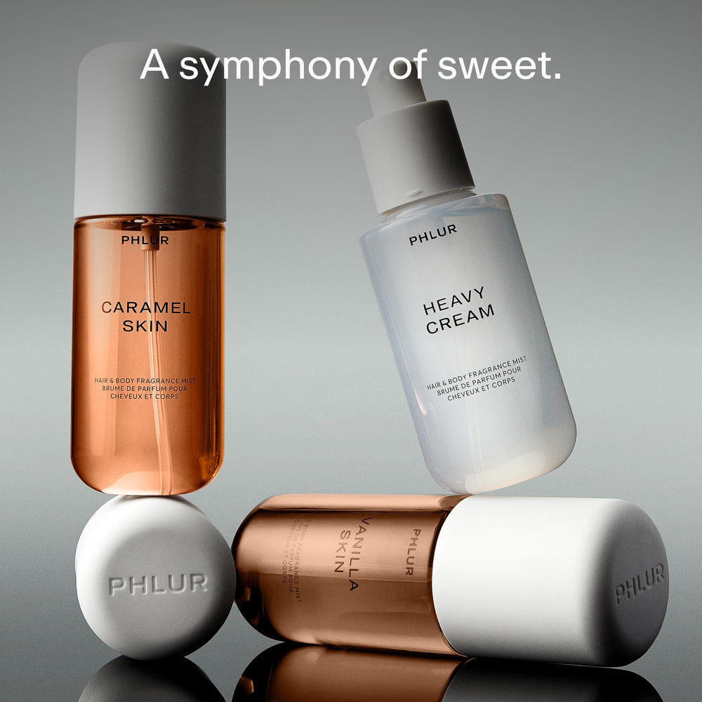 PHLUR Sweet Skin Heavy Cream bottle closeup emphasizing marshmallow sweetness and comfort