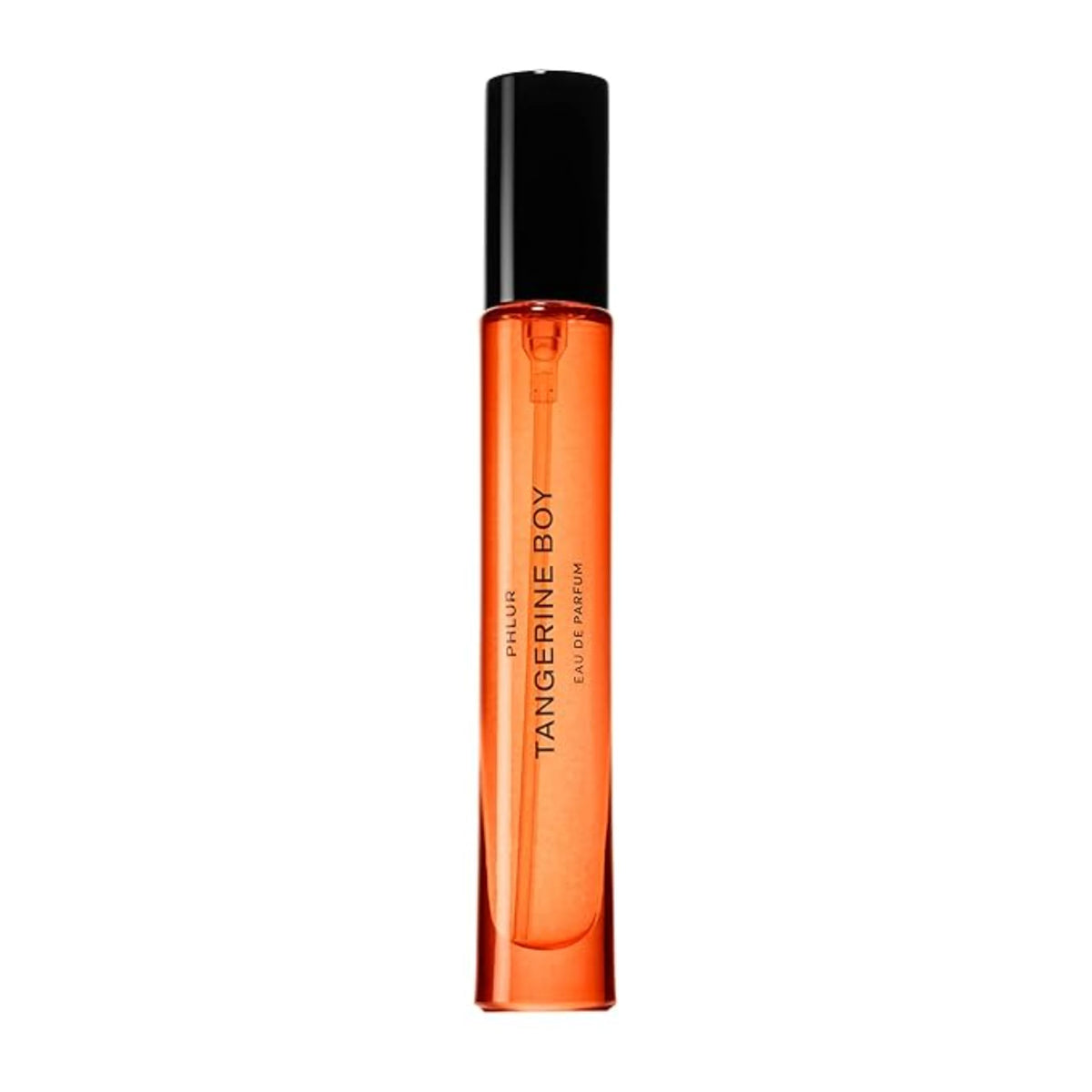 PHLUR Tangerine Boy travel-size bottle showing bold citrus scent for on-the-go use