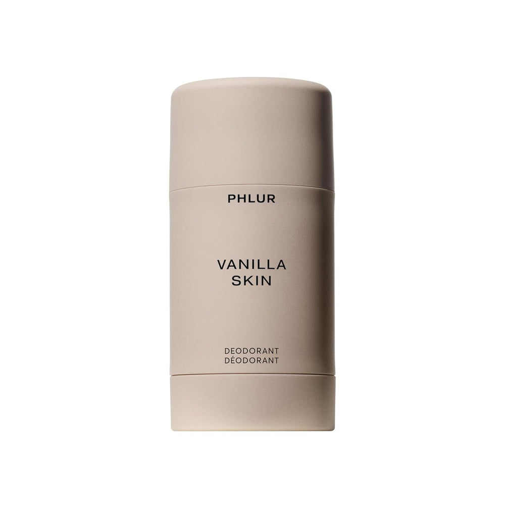PHLUR Vanilla Skin deodorant bottle with sleek packaging, signaling 48-hour odor protection for daily wear.