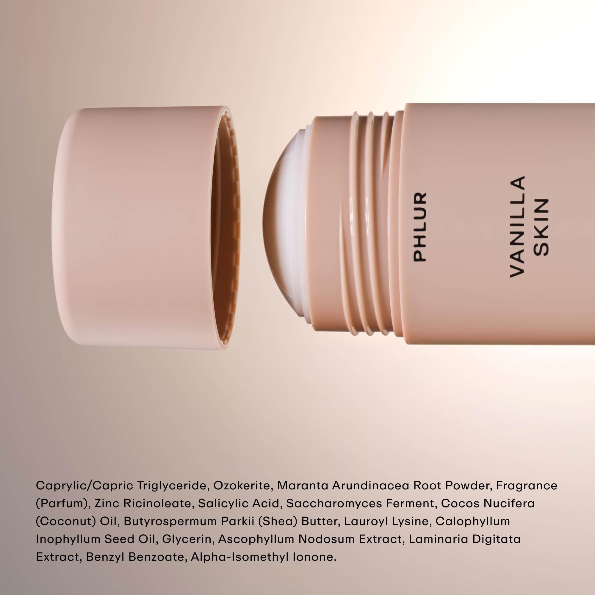 PHLUR Vanilla Skin packaging box and product tube ready for shelf display.