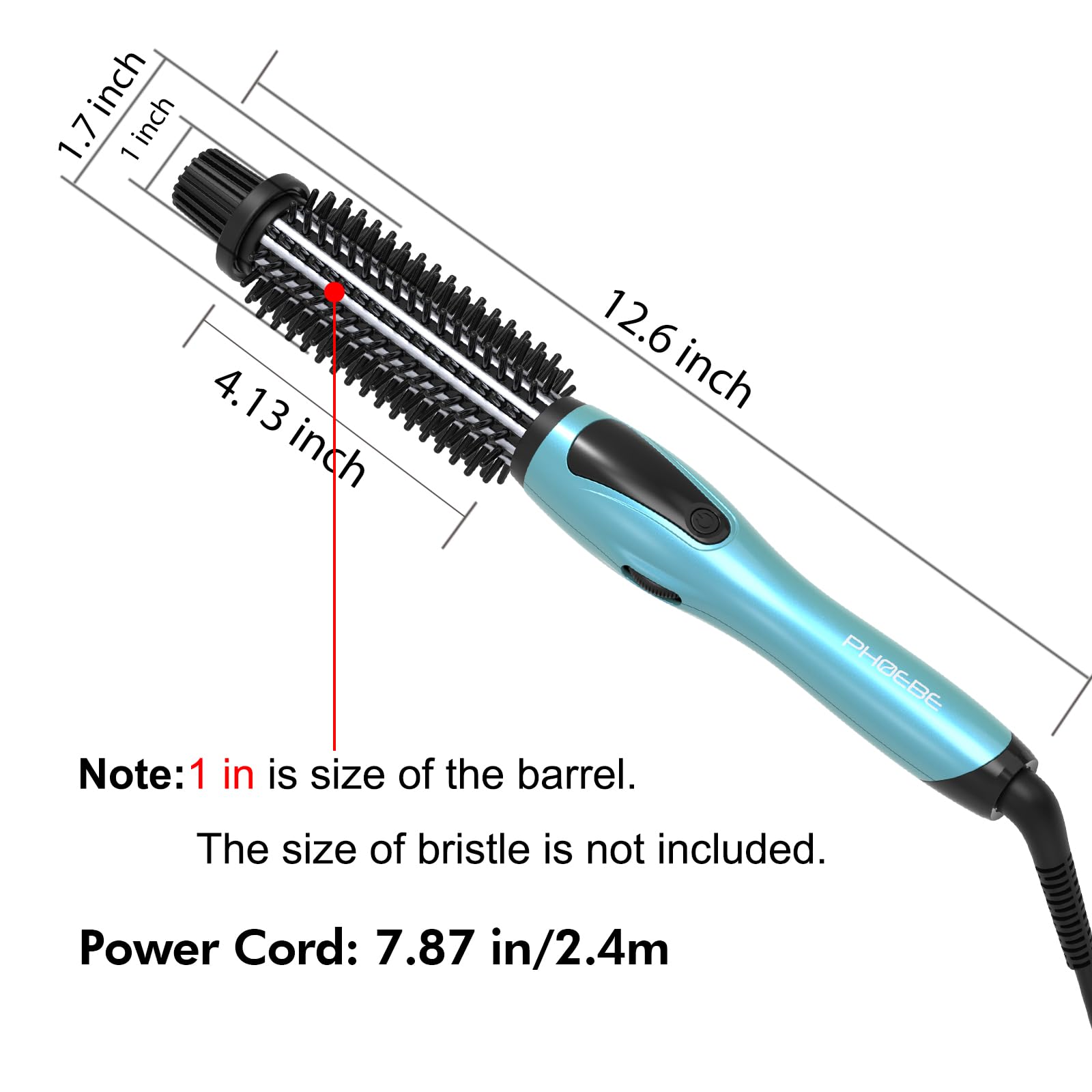 PHOEBE curling iron brush utilizing ionic technology for frizz control.