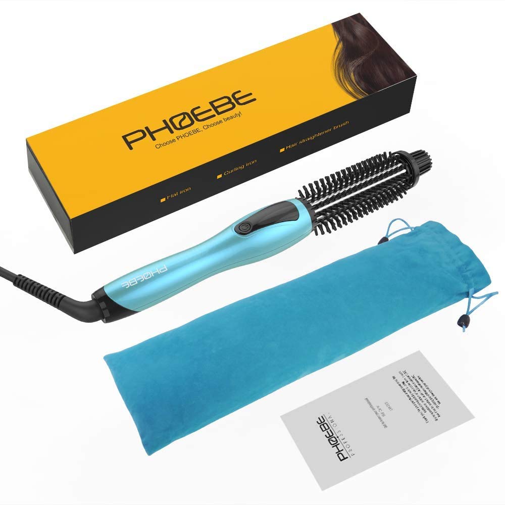 PHOEBE curling iron brush ensures safe styling with anti-scald bristles.
