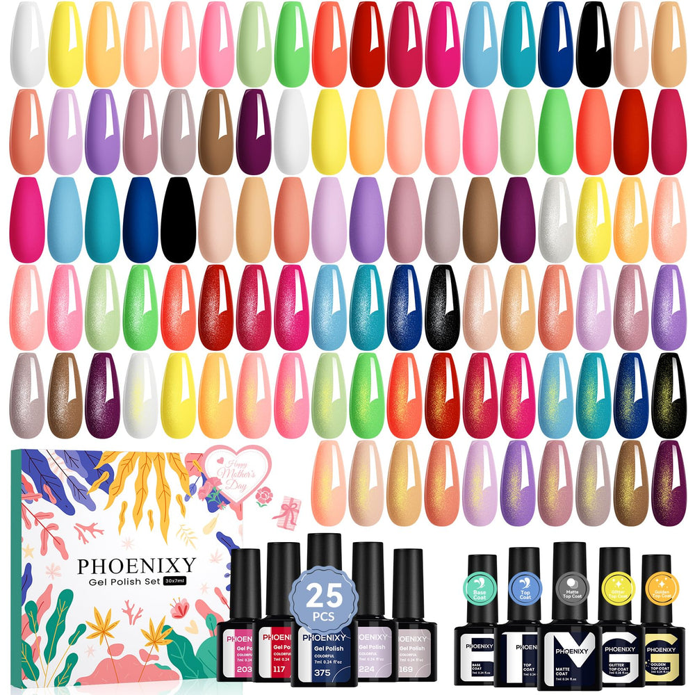 Phoenixy gel nail polish set color collection with diverse shades for personal style variety.