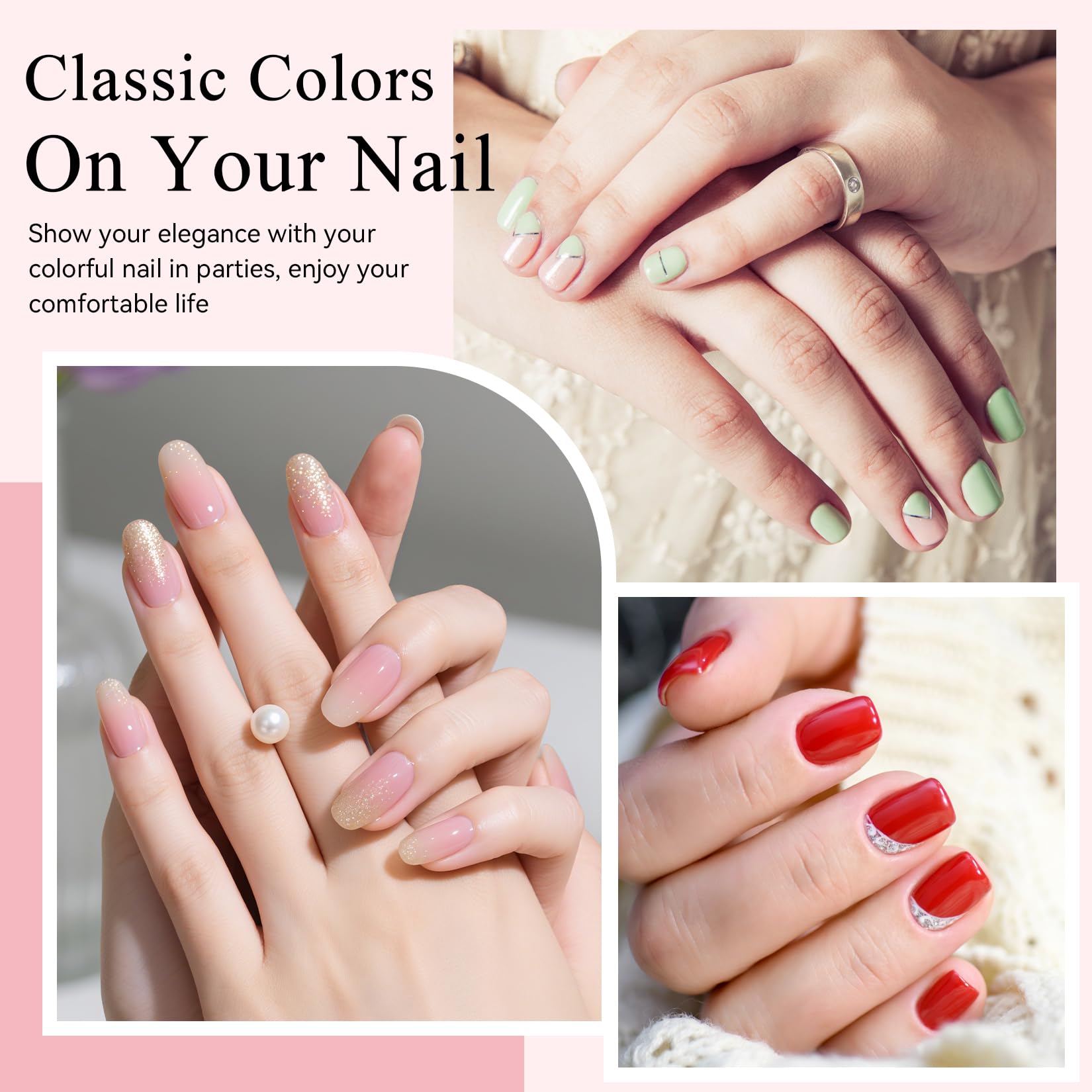 Phoenixy 7ml color bottles closeup highlighting creamy texture and smooth application.