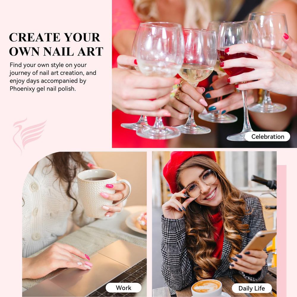 Phoenixy at home nail art setup demonstrates convenient DIY manicure.