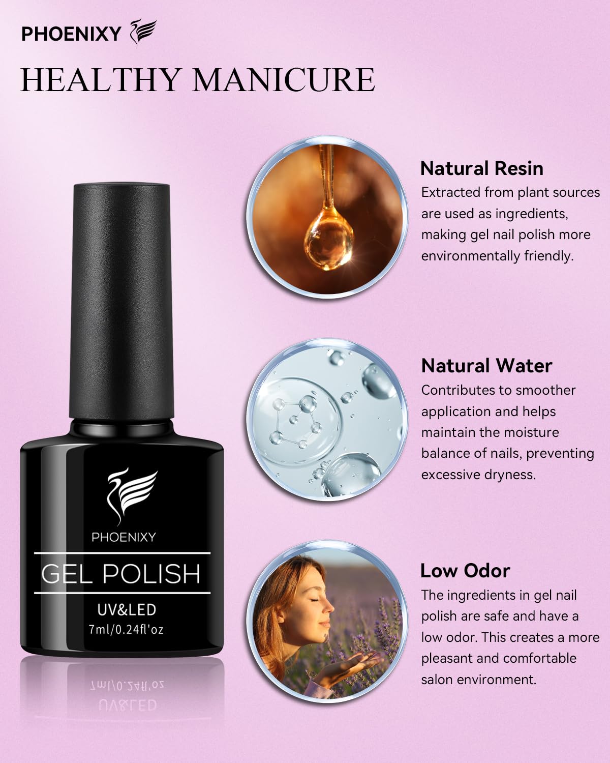 Phoenixy base and top coat bottles emphasize texture and sealing for lasting wear