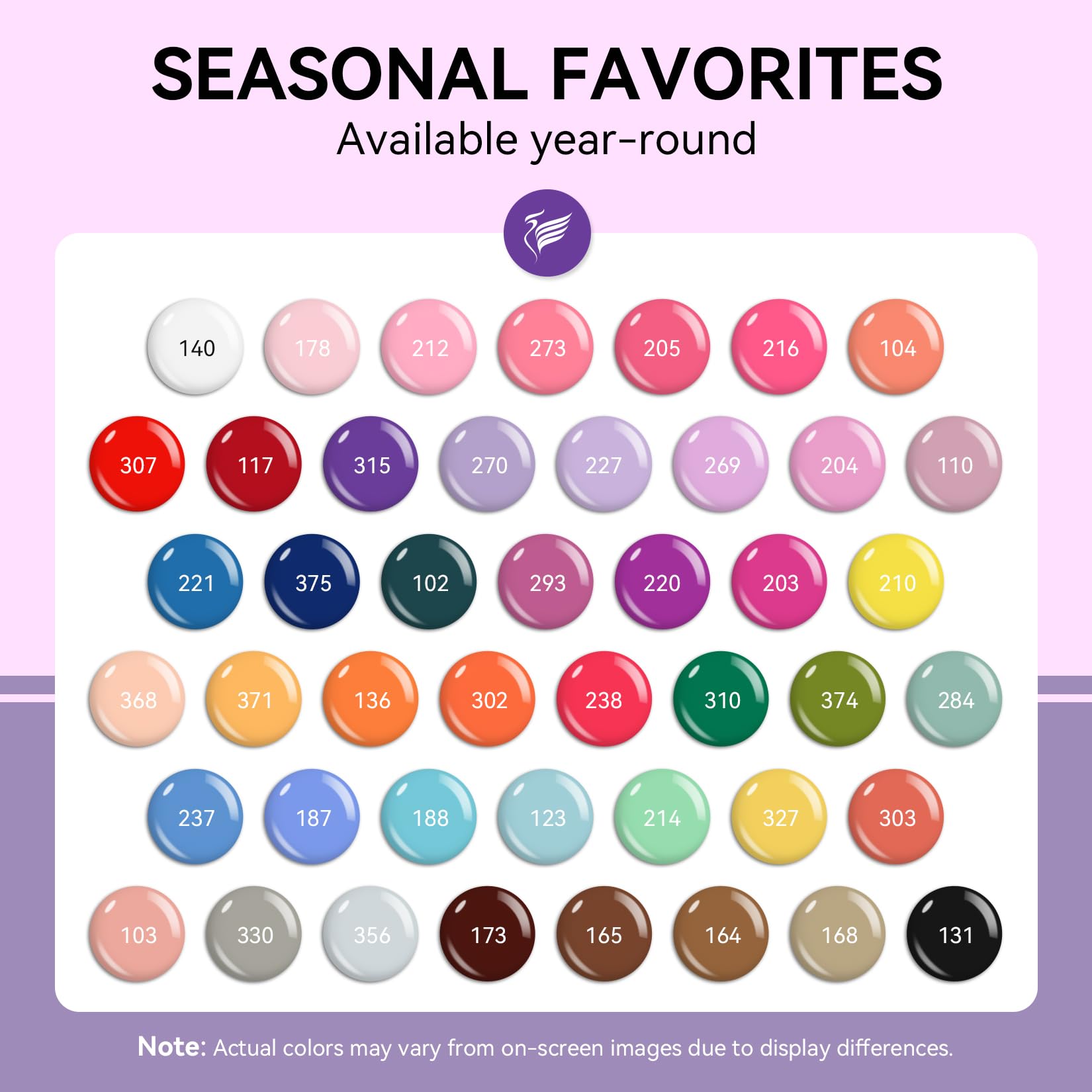 Phoenixy gel nail polish colors displayed for quick shade selection.