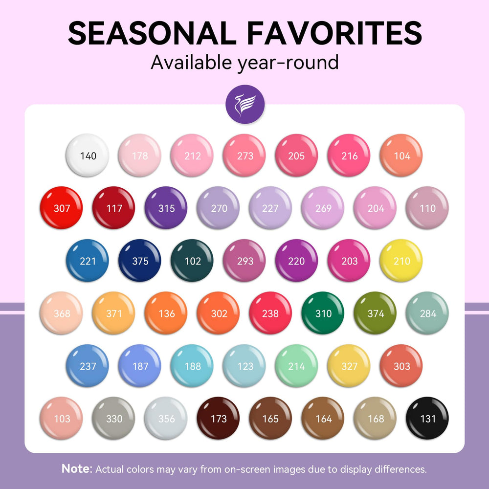 Phoenixy gel nail polish colors displayed for quick shade selection.