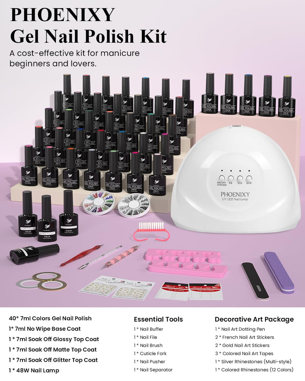 Phoenixy gel nail kit gift-ready setup perfect for beauty lovers