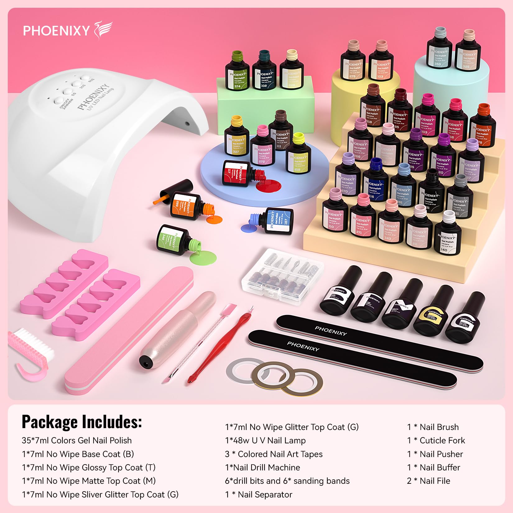 Phoenixy manicure tools pouch keeps brushes and files organized during sessions.