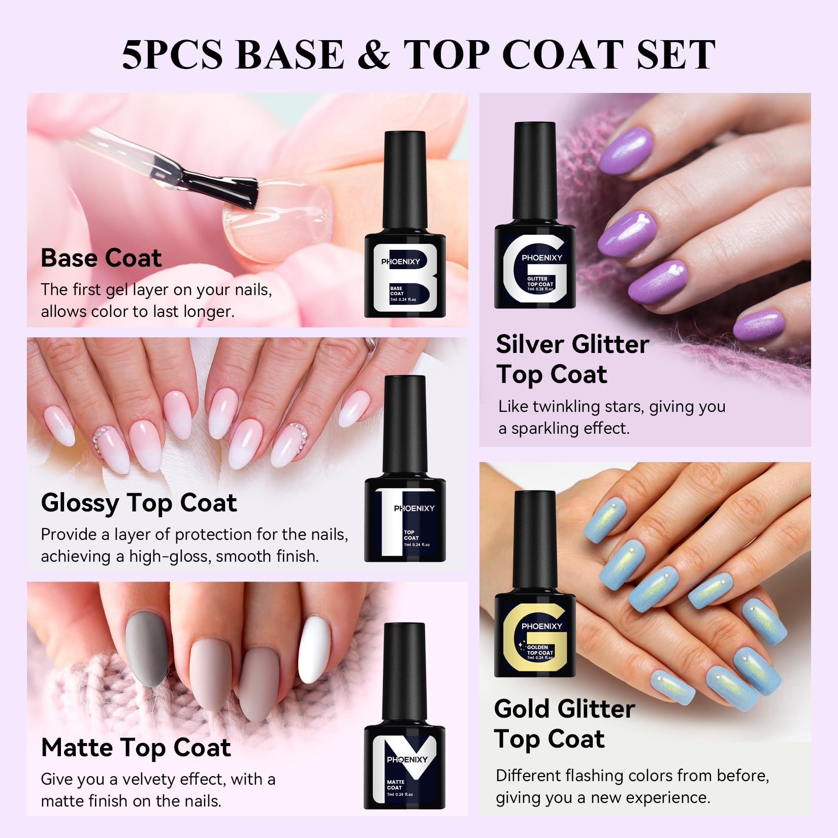 Phoenixy matte top coat creates chic velvety finishes.