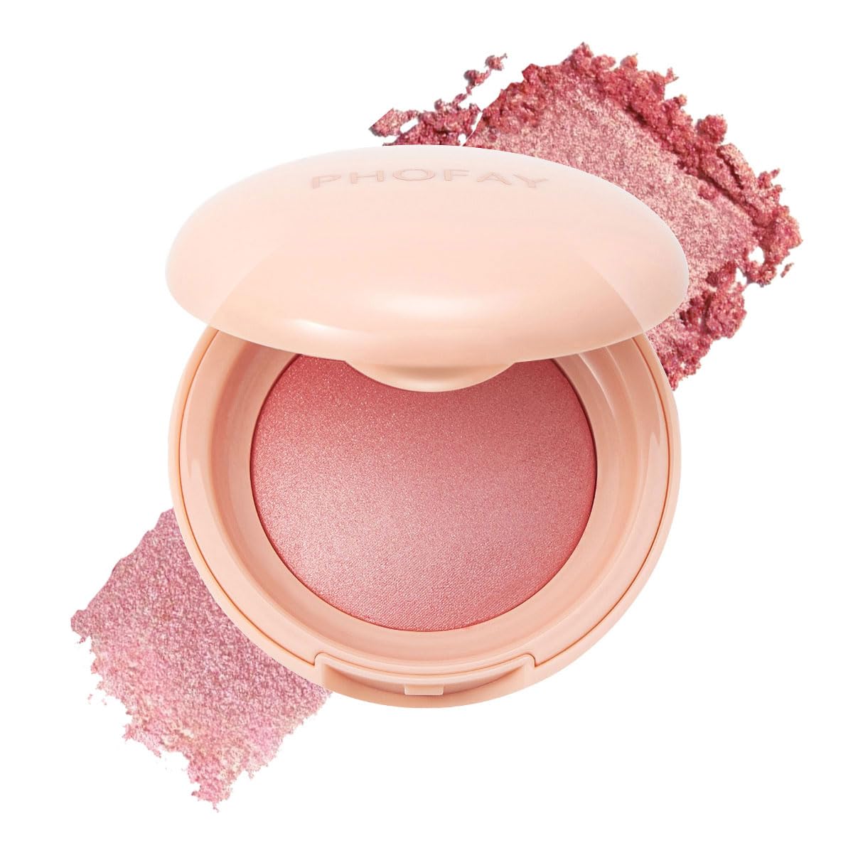 PHOFAY Luminous Blush compact closeup reveals ultra-fine texture for a natural glow.