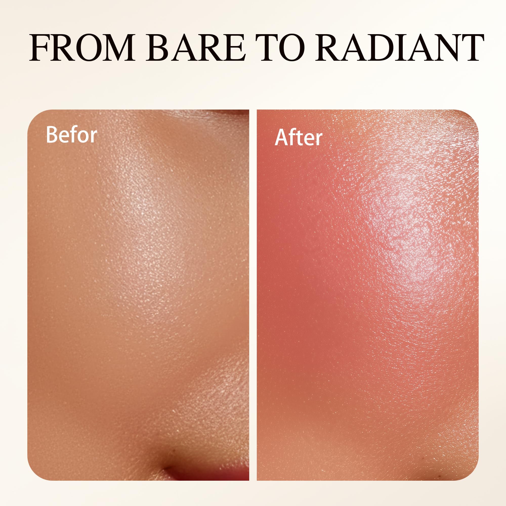 PHOFAY Luminous Blush pearlescent-finish provides subtle glow without emphasizing pores.